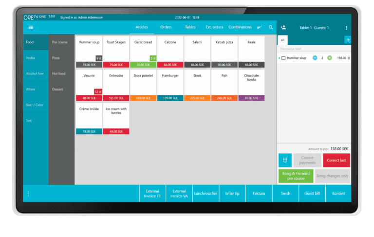 Open One - bestillingsvindu